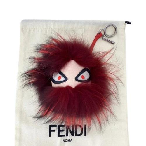 Pre-owned Rød pels Fendi nøkkelring