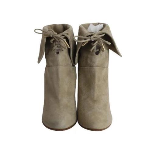 Pre-owned Beige semsket skinn Aquazzura støvler