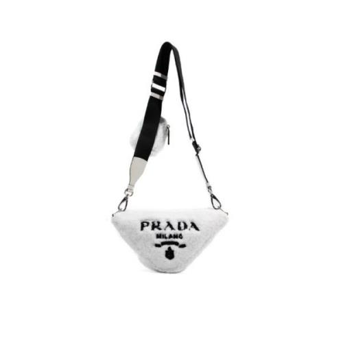 Pre-owned Hvit pels Prada skulderveske