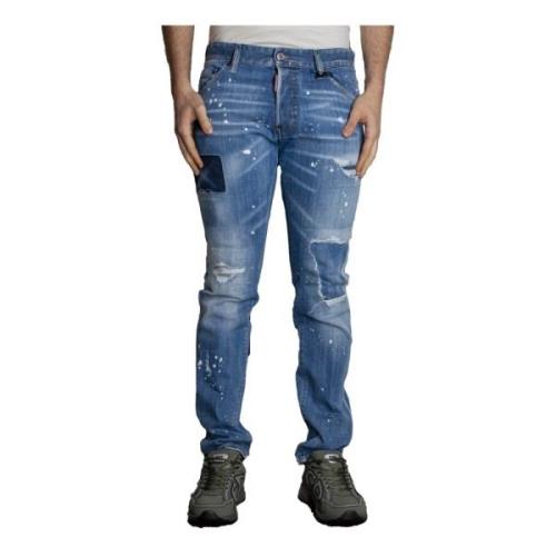 Slim-Fit Patched Jeans
