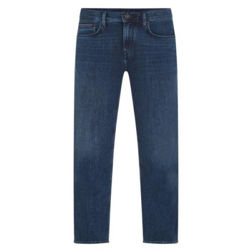 Mørk Straight Denton Jeans med 5 Lommer og God Stretch