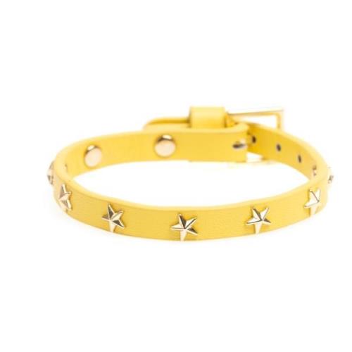 Leather Star Stud Bracelet Mini Yellow