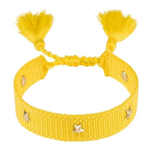 Woven Friendship Bracelet Thin W/Star Stud - SUN Yellow