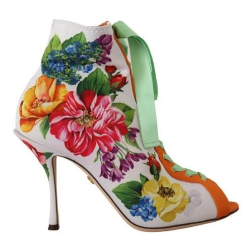 Høyhælte Støvler med Multifarget Blomstermønster