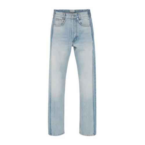 Blå Arbeider Lappet Straight-Leg Jeans