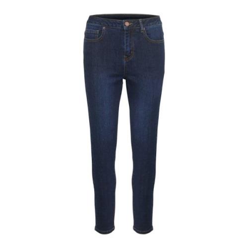 Mørkeblå Slim Fit High Waist Jeans