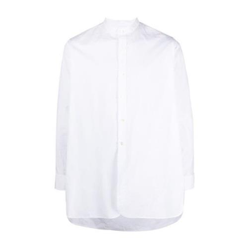 Hvit Bomullsskjorte med B?ndkrage