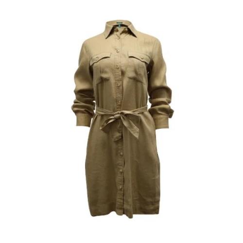 Pre-owned Beige lin Ralph Lauren kjole