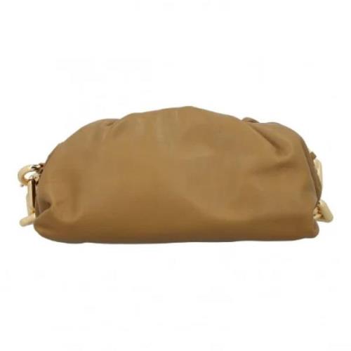 Beige Skinn Bottega Veneta Kjede Clutch