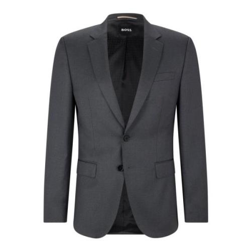 Grå Boss Black Suit Jacket In Virgin Wool Konfeksjon