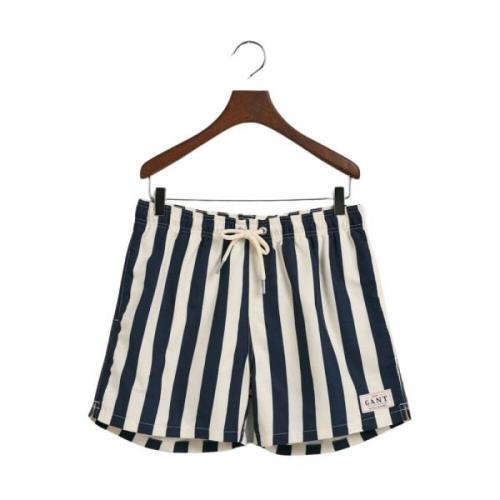 Marineblå Classic Fit Block Stripe Badeshorts