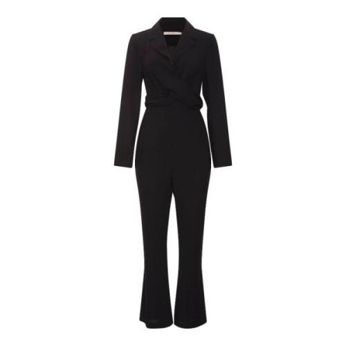 Sort Wrap-Effekt Jumpsuit med V-Hals