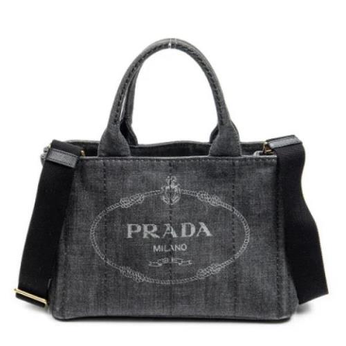 Pre-owned Grå lerret Prada Canapa Tote