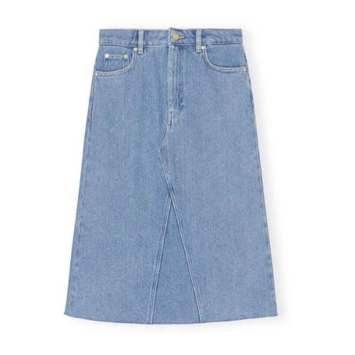 Blå Ganni Blått Heavy Denim Midi Skirt Skjørt