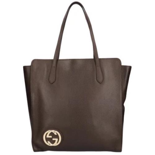 Pre-owned Brunt skinn Gucci Tote