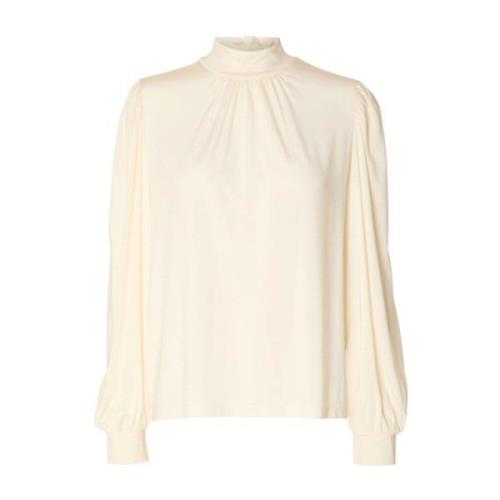 Elegant High Neck Top - Snow White