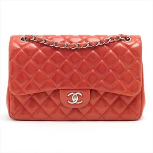 Pre-owned Oransje skinn Chanel klaff veske