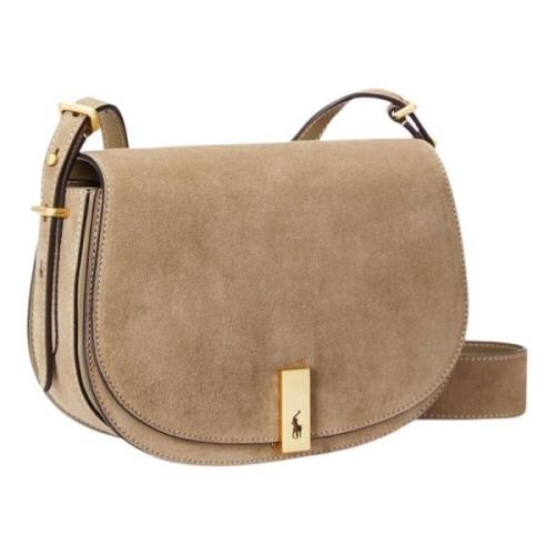 Beige Semsket Crossbody Veske