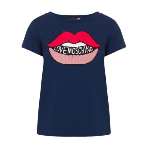 Grafisk Lips T-skjorte med Moschino Logo