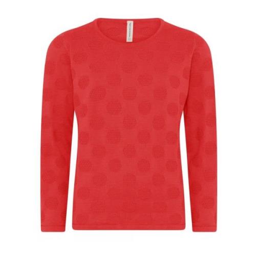 Prikkete O-Neck Pullover i Lutus Pink