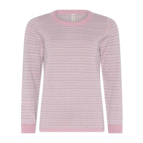 Jaquard O-Neck Pullover Bluse