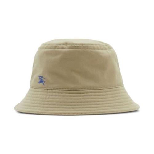 Beige Bomull Bred Brem Hatt