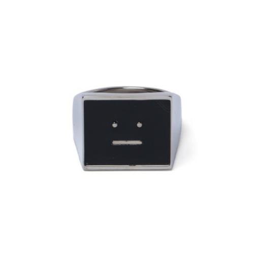 Black Acne Studios Face Logo Mood Ring Smykker