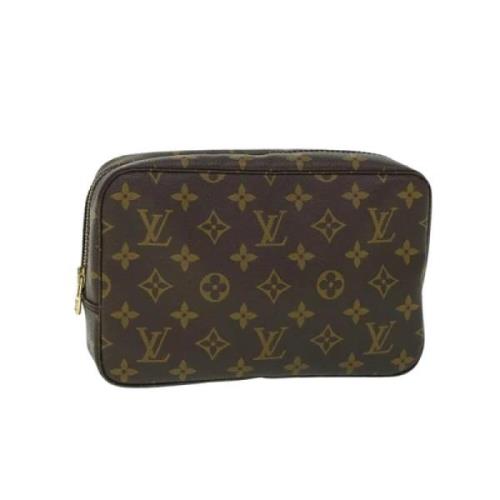 Pre-owned Brunt lerret Louis Vuitton toalettmappe