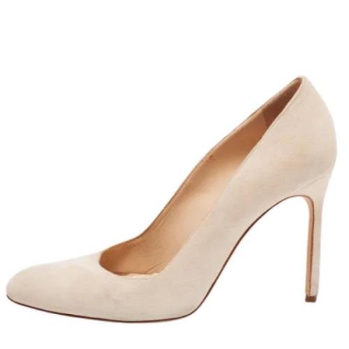 Pre-owned Beige semsket skinn Manolo Blahnik haeler