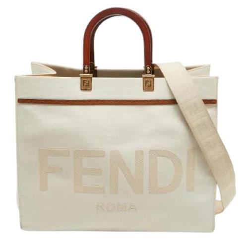 Pre-owned Hvitt lerret Fendi Tote