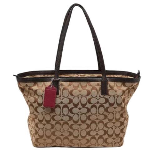 Pre-owned Beige Canvas Coach Tote