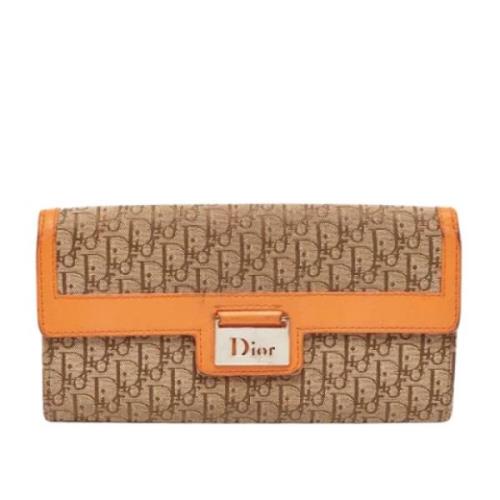 Pre-owned Oransje lerret Dior lommebok