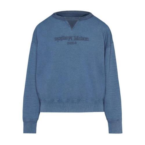 Marineblå Sweatshirt med Brodert Logo