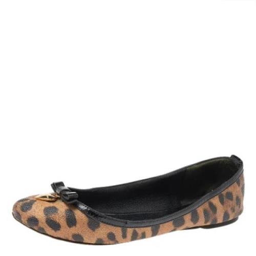 Pre-owned Brunt belagt lerret, Dolce & Gabbana Flats