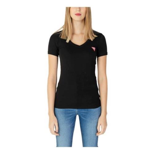 Sort V-hals T-skjorte for kvinner