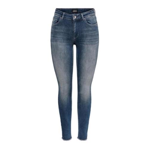 Blå Ensfargede Dames Jeans med Glidelås og Knappelukking