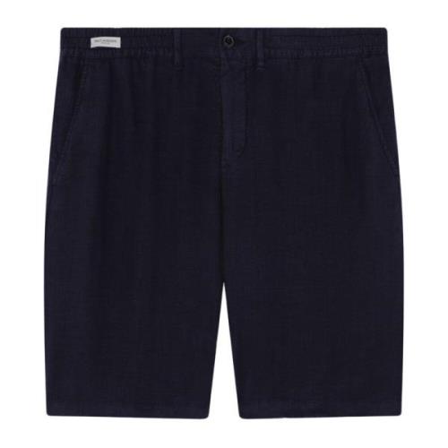 Blå Lin Bermuda Shorts med Snøring