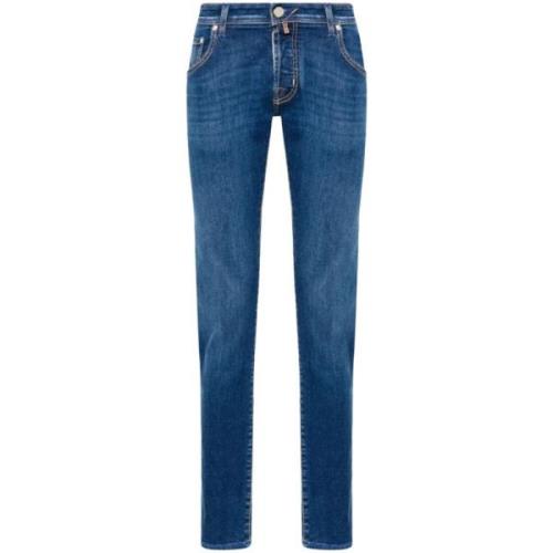 Blå Stretch-Bomull Denim Jeans