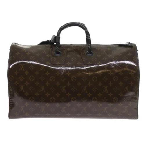 Pre-owned Brunt lerret Louis Vuitton Keepall