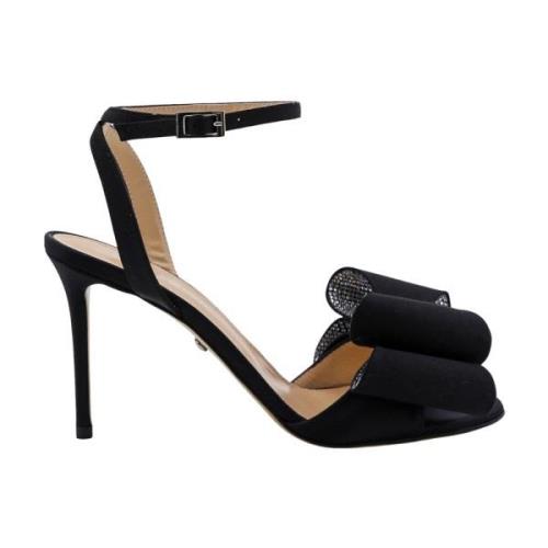 Sorte Sateng Stiletto Sandaler