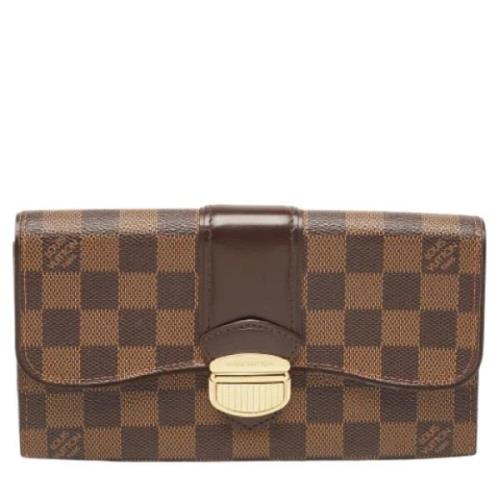 Pre-owned Brunt belagt lerret Louis Vuitton lommebok