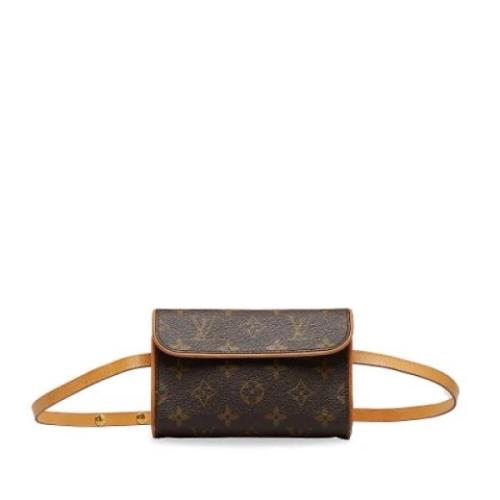 Pre-owned Brunt skinn Louis Vuitton beltevesker