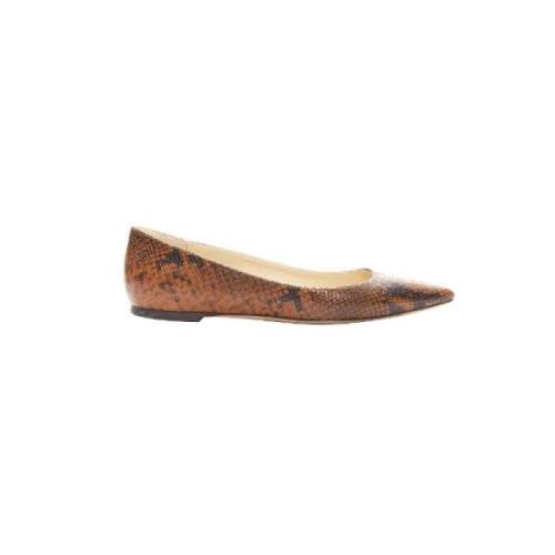 Pre-owned Brunt skinn Jimmy Choo Flats