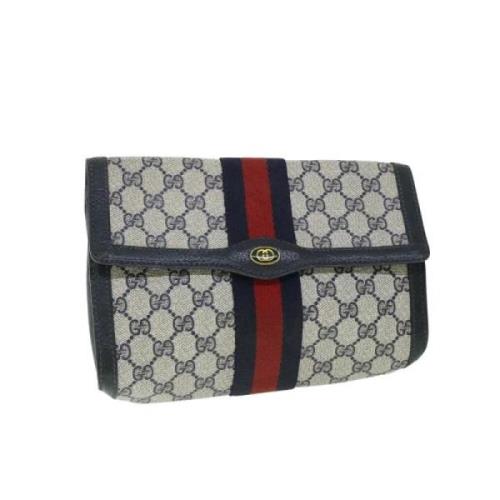 Pre-owned Navy Canvas Gucci Clutch