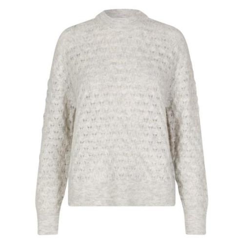 Saanour Pointelle Sweater - White Melange