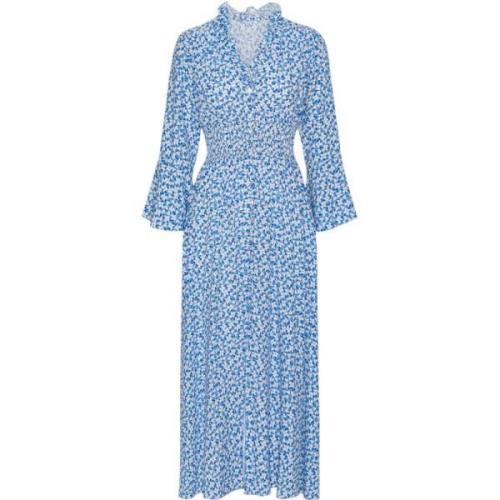 Sally Long Dress - Blue White Flower