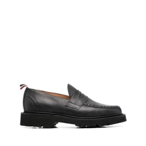 Sorte Penny Loafers i Pebble Grain Skinn