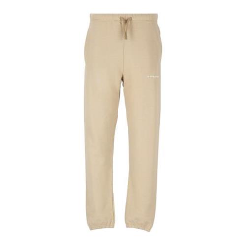 Beige Bomullssweatpants med Elastisk Midje