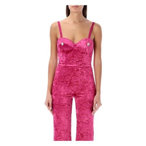 Bærfarget Velour Bustier Topp