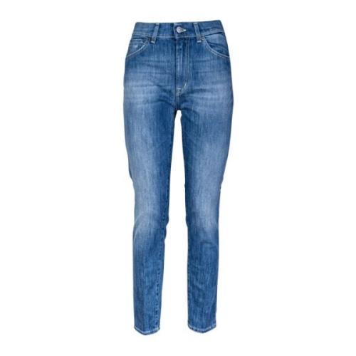 Dame 5-lommers Jeans. Slim Fit, Vanlig Midje og Hem. Laget i Italia.